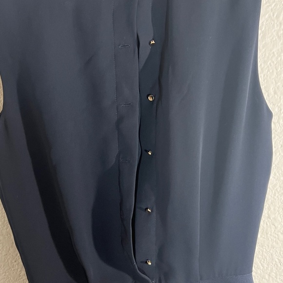 Reiss Asti navy blue pleat detailed bodice sleeveless dress women’s Side 2 - Picture 10 of 15